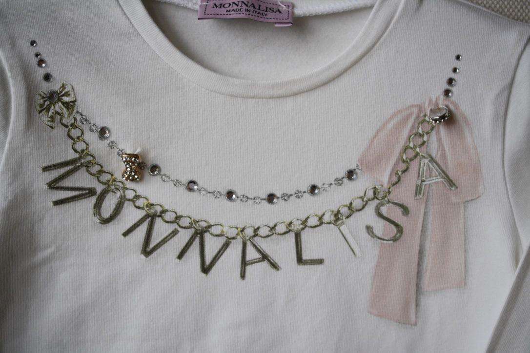 MONNALISA BABY IVORY NECKLACE PRINT AND GEMS TOP 2 YEARS - Image 5