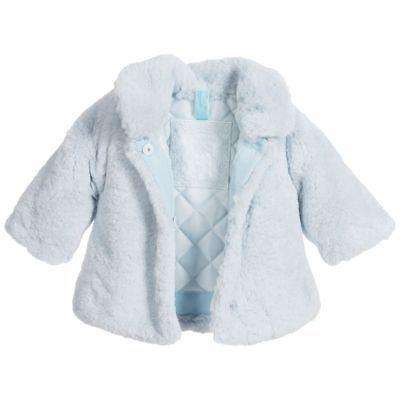 MONNALISA BEBE BABY GIRLS PADDED BLUE SYNTHETIC FUR JACKET 36 MONTHS - Image 3