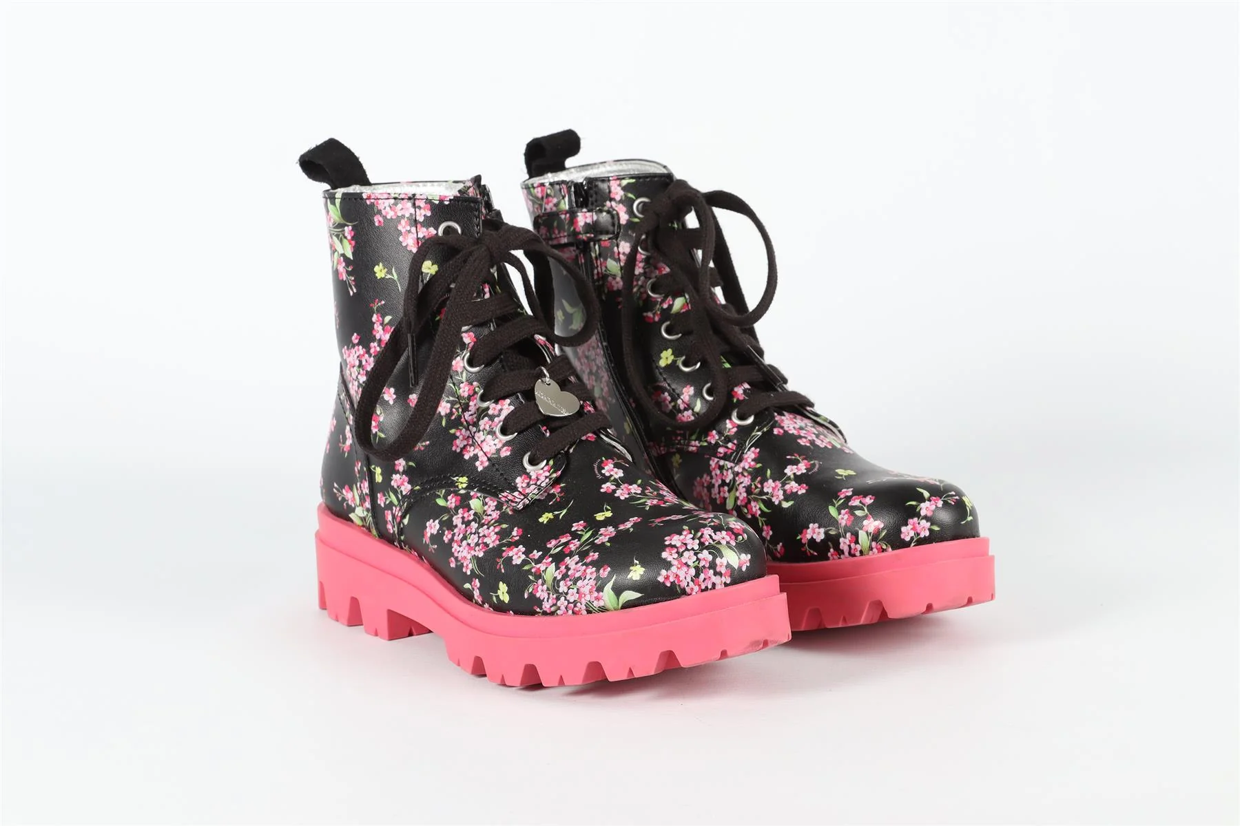 MONNALISA BLACK AND PINK KIDS GIRLS LEATHER BOOTS EU 34 UK 2 US 3 - Image 2