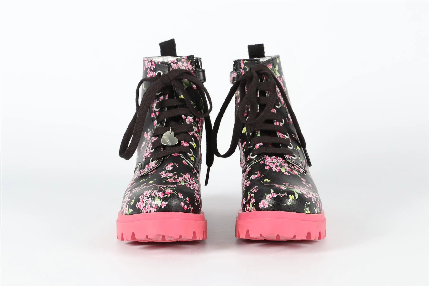 MONNALISA BLACK AND PINK KIDS GIRLS LEATHER BOOTS EU 34 UK 2 US 3 - Image 3