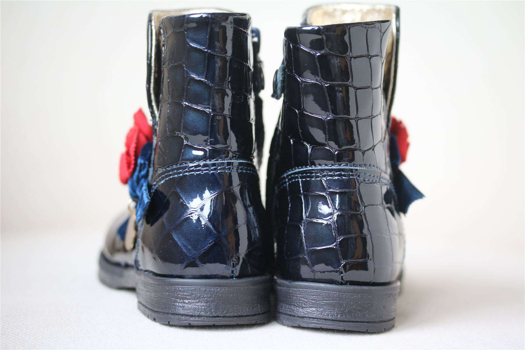 MONNALISA GIRLS DARK NAVY BLUE PATENT LEATHER BOOTS EU 23 UK 6 - Image 3