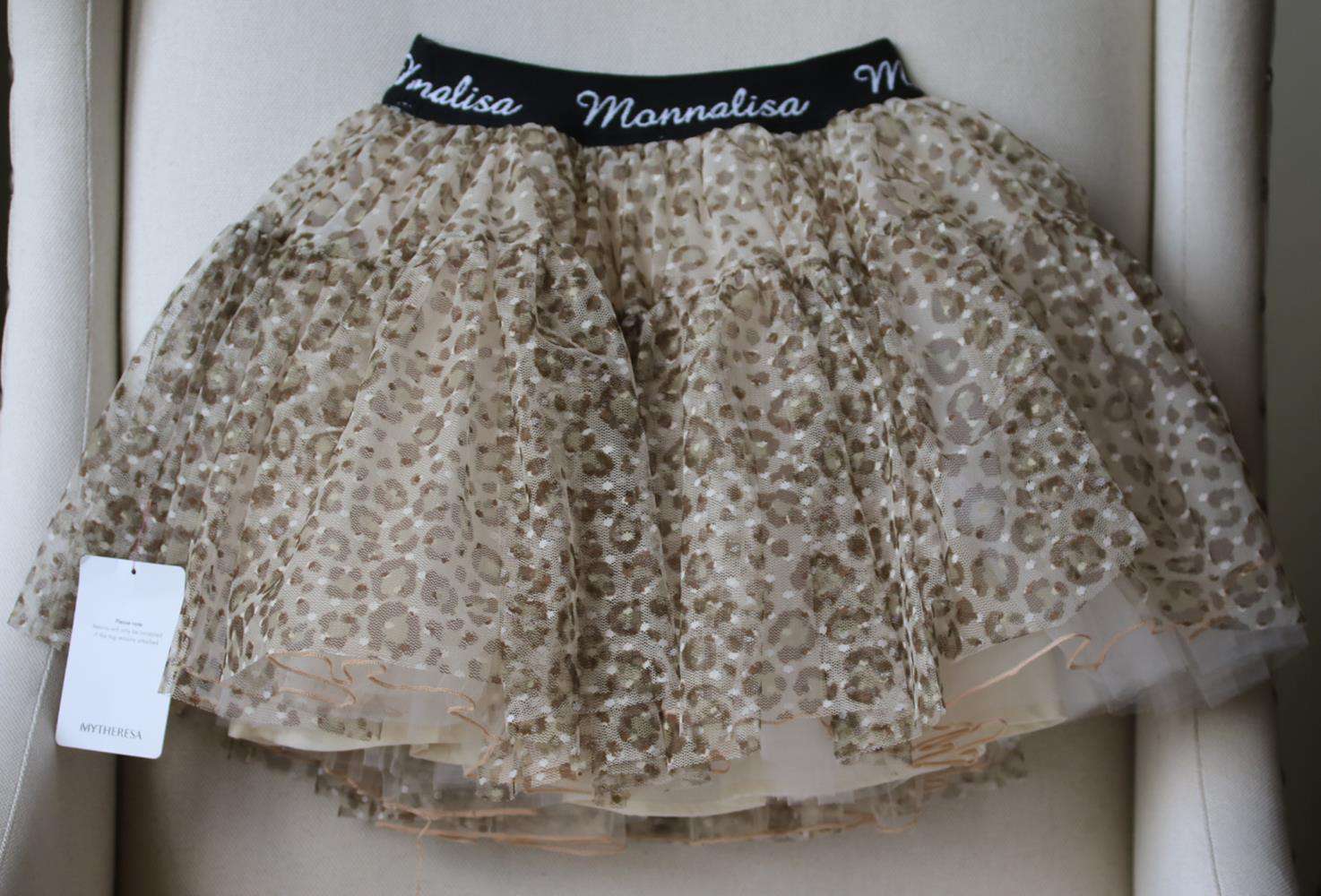 MONNALISA KIDS GIRLS LEOPARD PRINT TULLE SKIRT 7 YEARS - Image 3