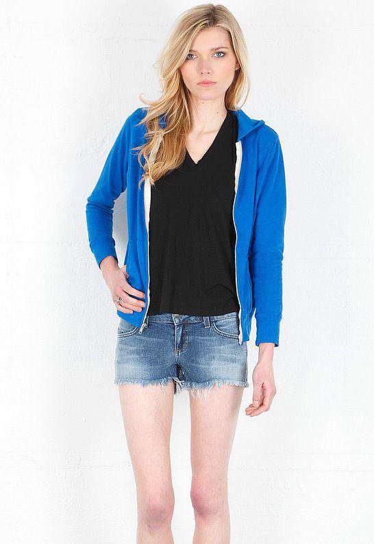 MONROW BLUE VINTAGE JERSEY CLASSIC HOODIE SWEATER MEDIUM