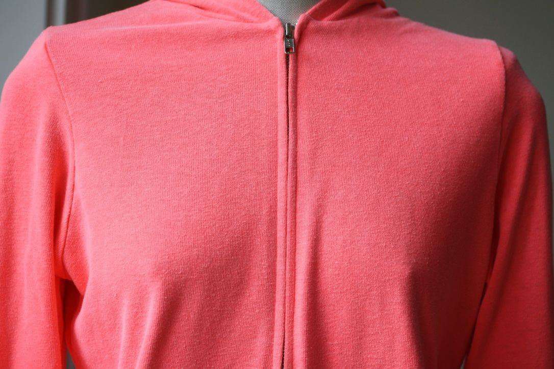 MONROW CLASSIC NEON CORAL JERSEY HOODIE SMALL - Image 2