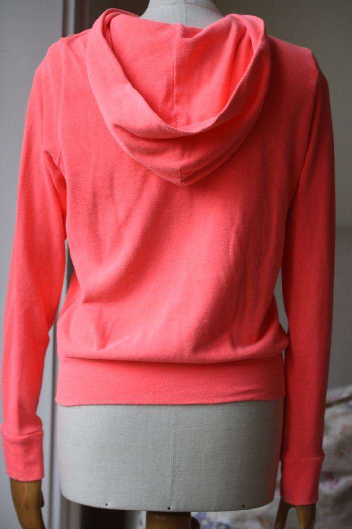 MONROW CLASSIC NEON CORAL JERSEY HOODIE SMALL - Image 4