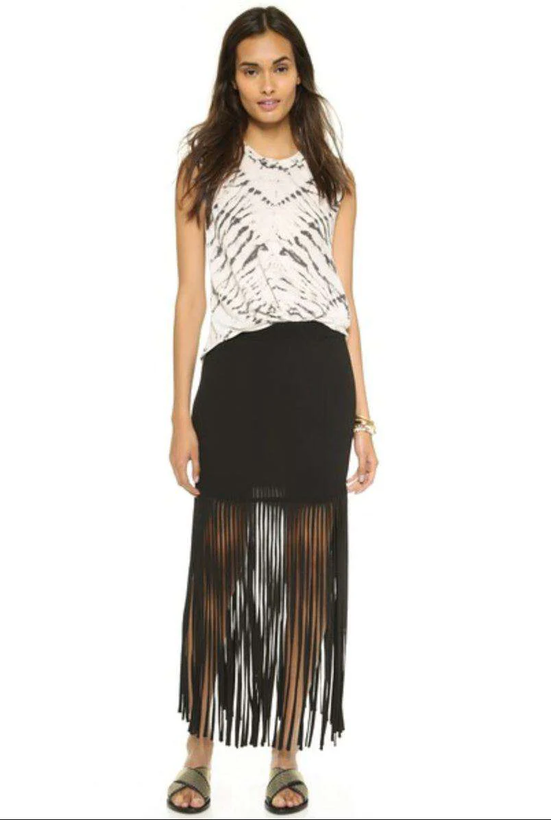 MONROW CREPE FRINGE SKIRT SMALL - Image 8