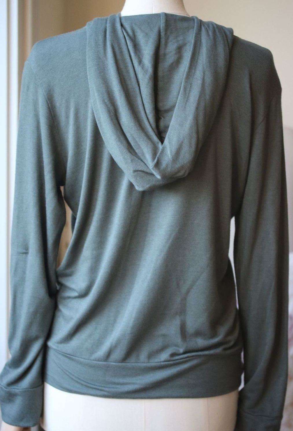 MONROW KHAKI JERSEY ZIP UP HOODIE SMALL - Image 5