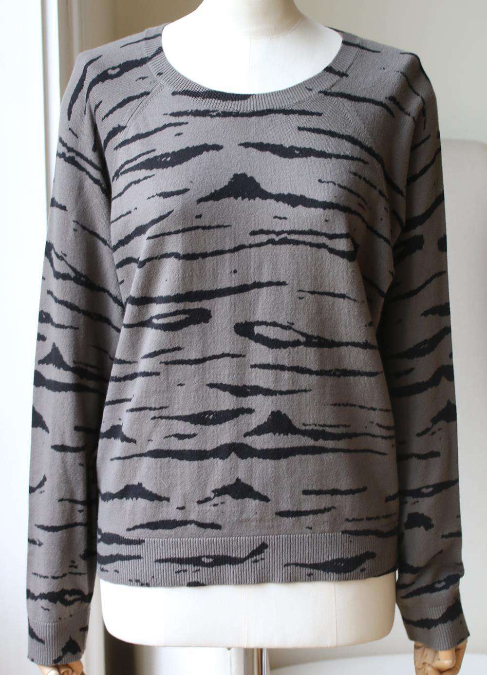 MONROW ZEBRA PRINT CASHMERE BLEND SWEATER XLARGE - Image 2