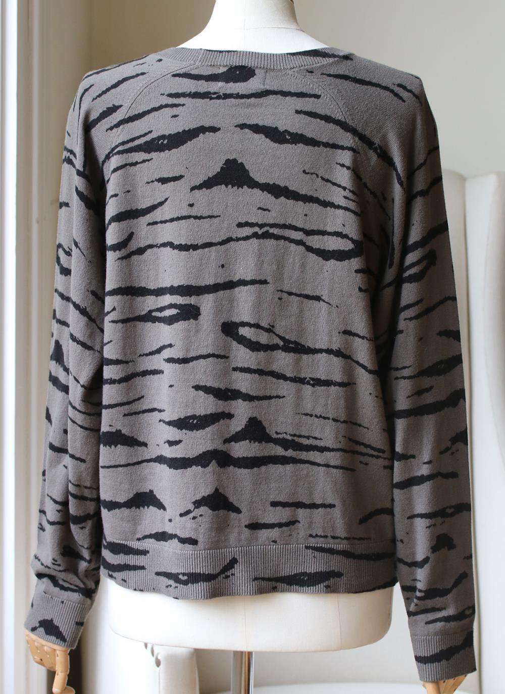 MONROW ZEBRA PRINT CASHMERE BLEND SWEATER XLARGE - Image 4