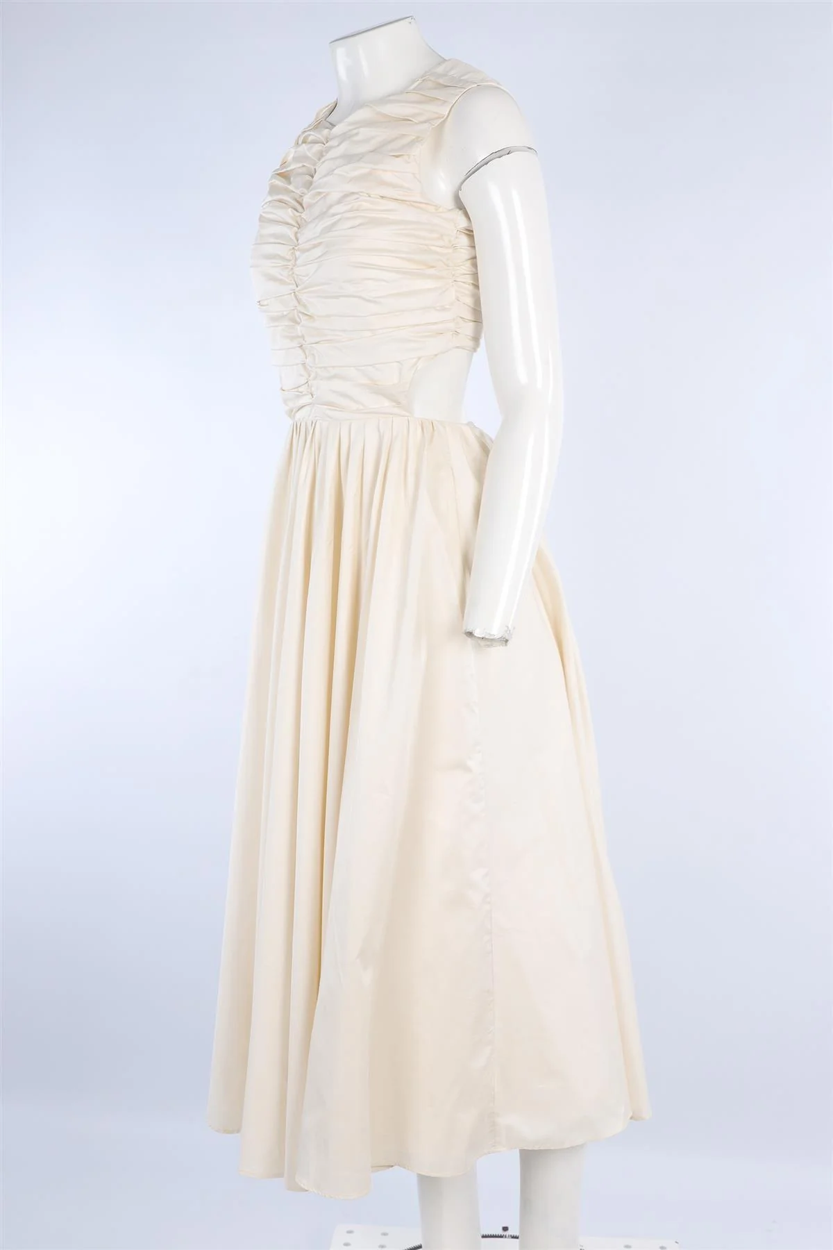 MORE NOIR CREAM COTTON MAXI DRESS SMALL - Image 3