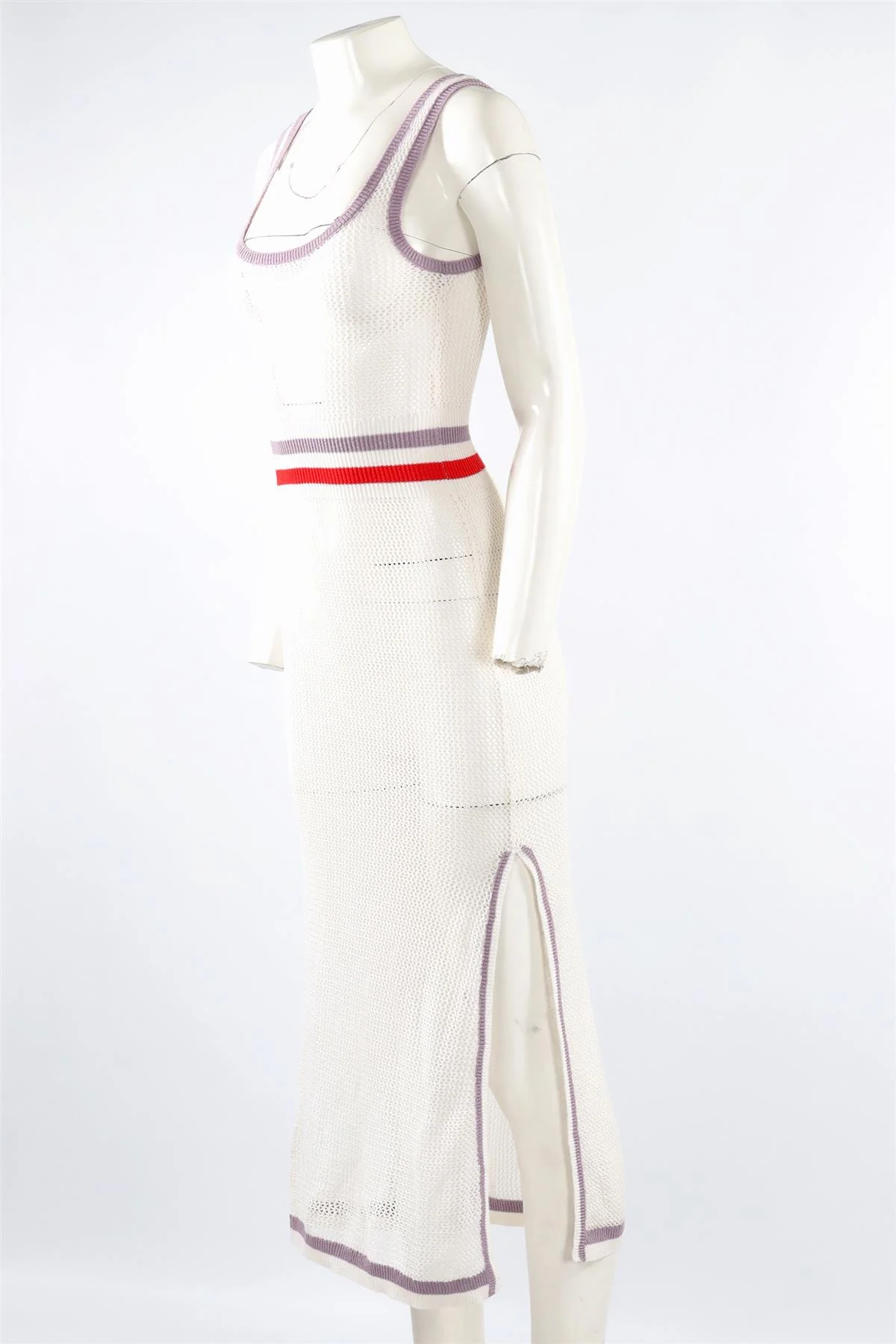 MORGAN LANE WHITE KNIT MIDI DRESS SMALL - Image 3