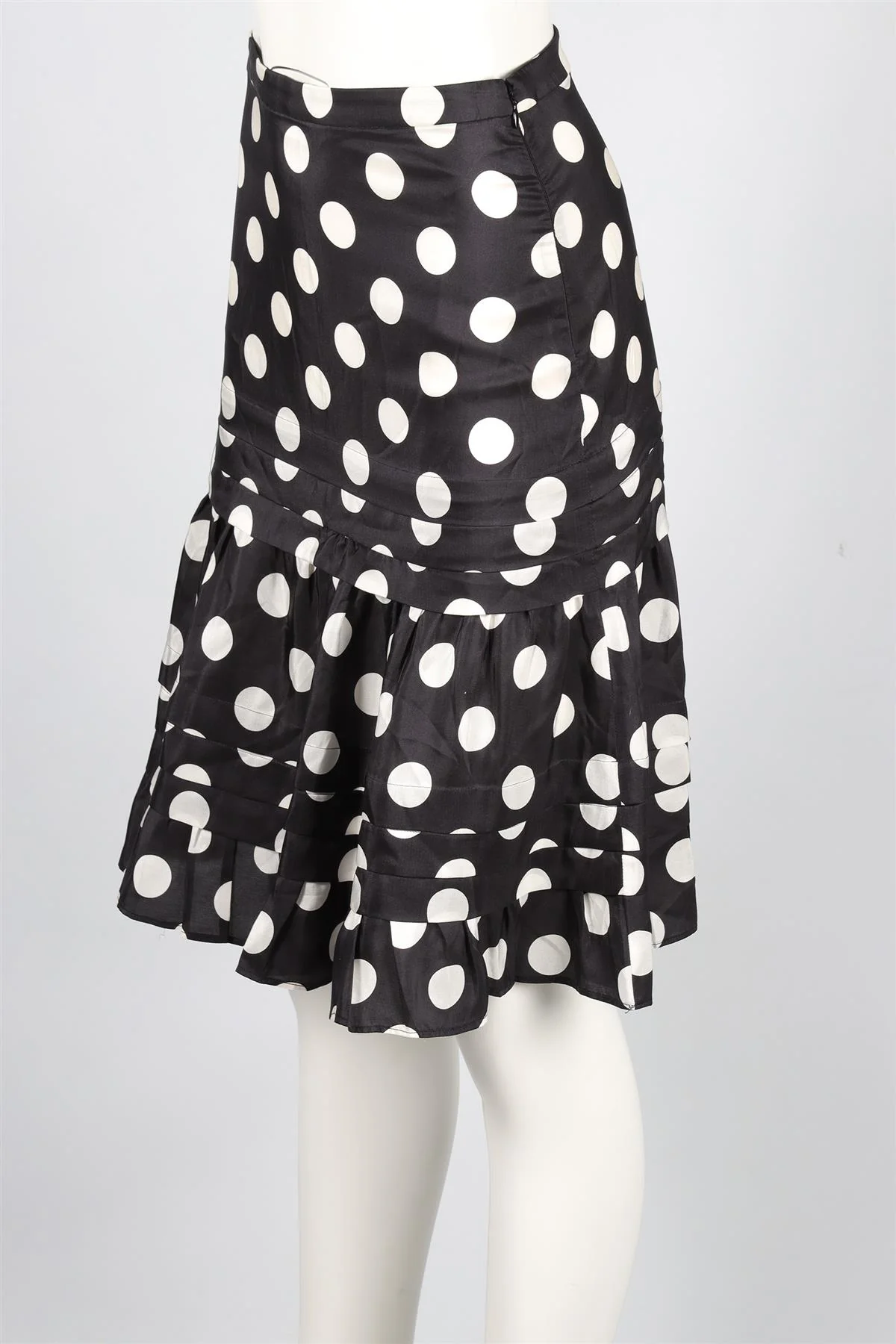 MOSCHINO BLACK SILK MIDI SKIRT IT 44 UK 12 - Image 3