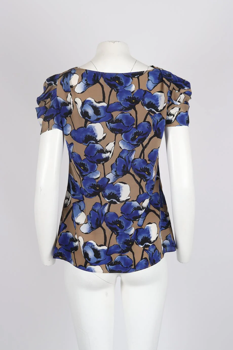 MOSCHINO CHEAP AND CHIC DRAPED FLORAL PRINT SILK BLOUSE IT 44 UK 12 - Image 4