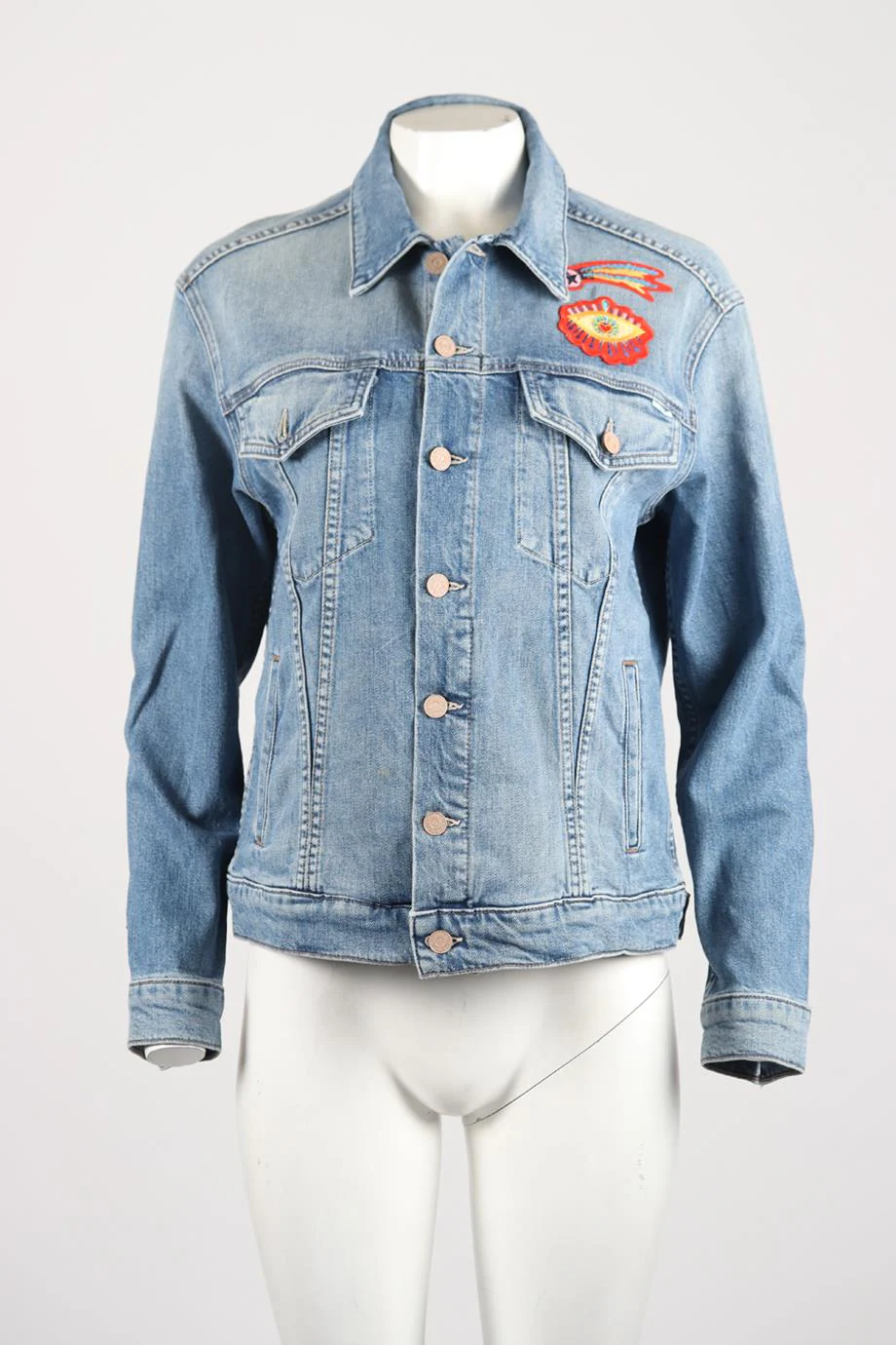 MOTHER APPLIQUÉD DENIM JACKET SMALL - Image 2