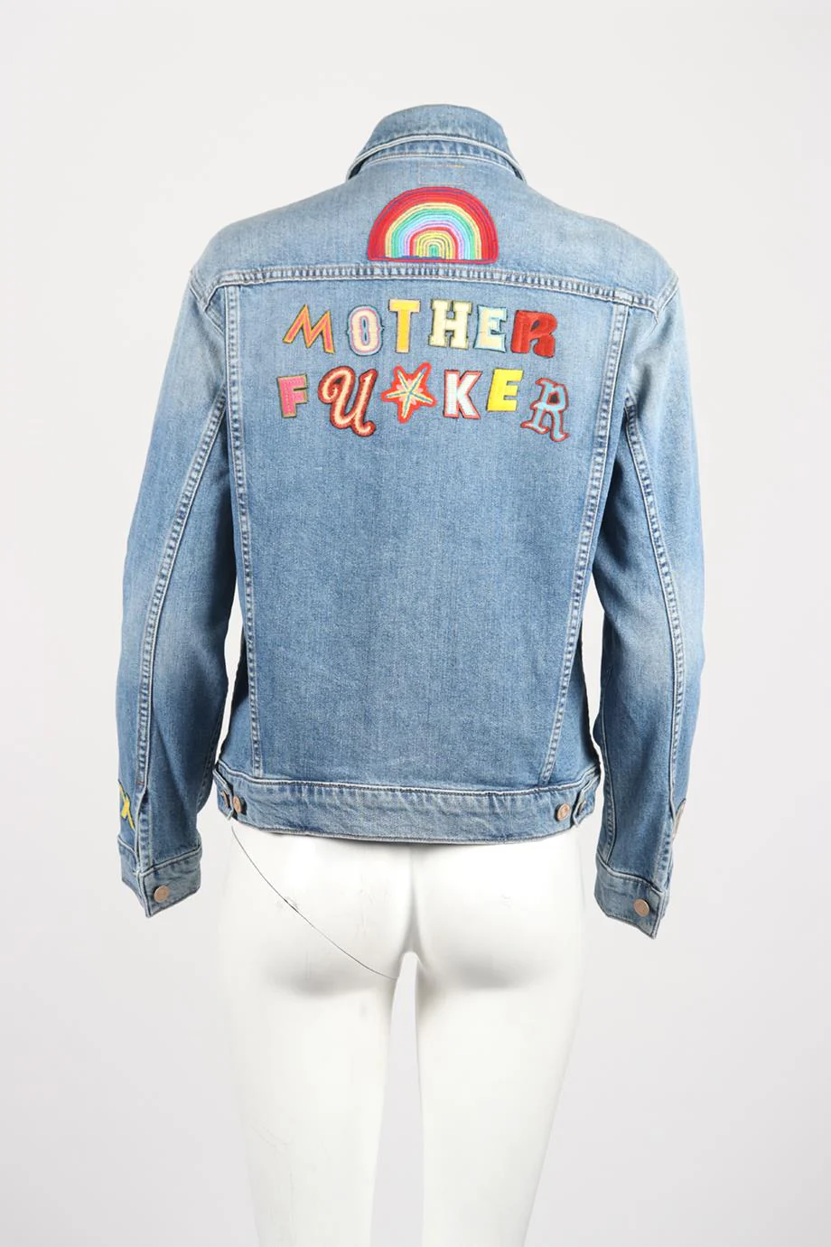 MOTHER APPLIQUÉD DENIM JACKET SMALL - Image 4