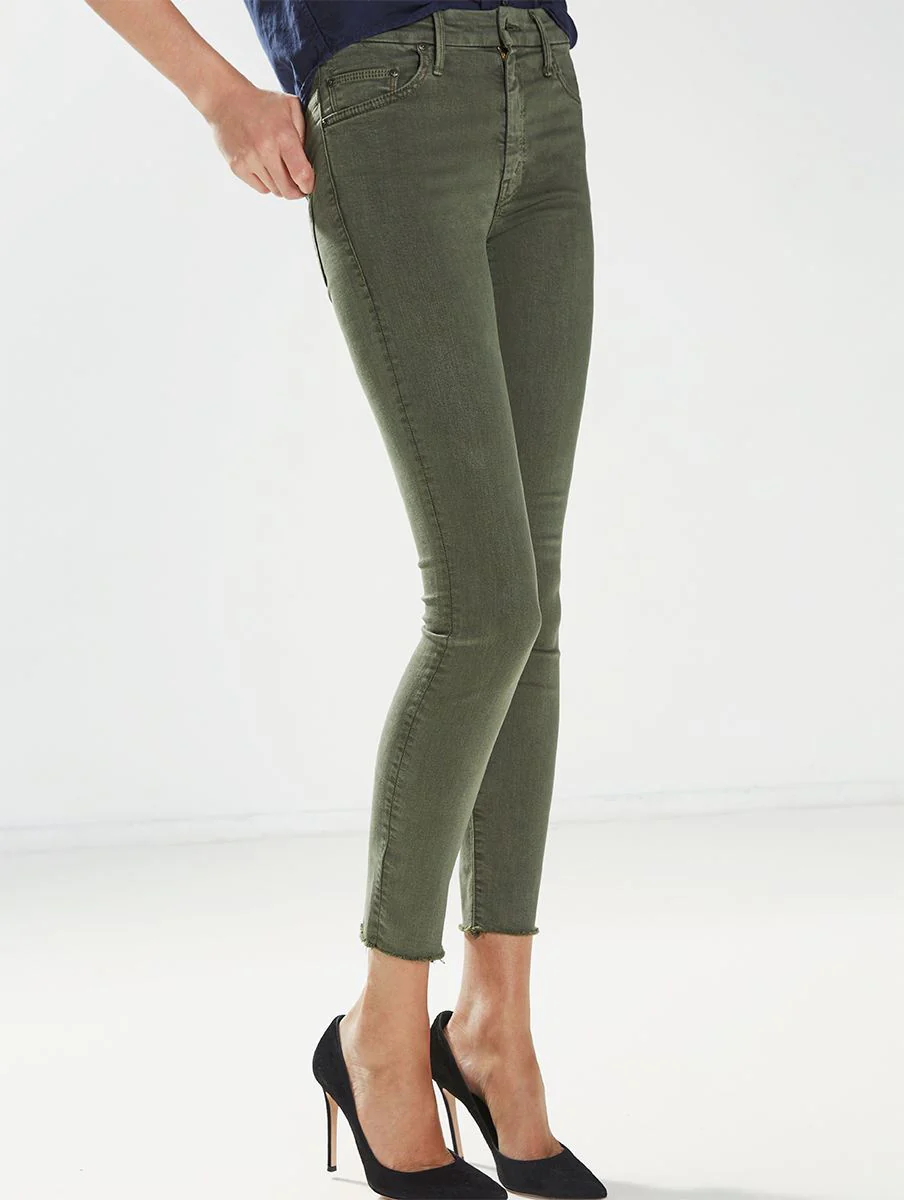 MOTHER DENIM THE LOOKER ANKLE FRAY SKINNY JEANS IN FOREST GREEN W25 UK 6/8 - Image 12