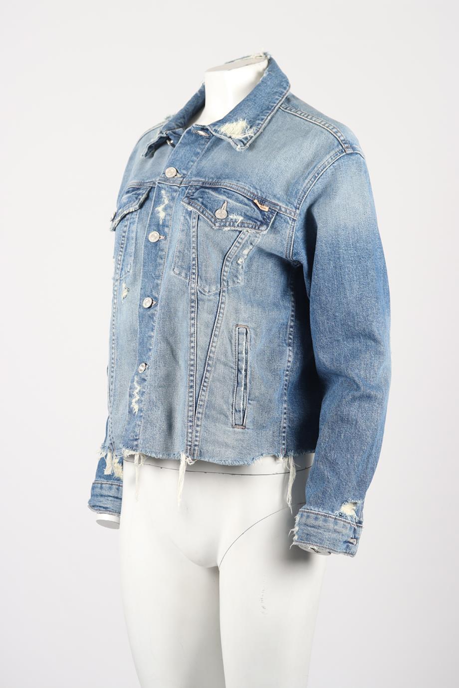 MOTHER DISTRESSED DENIM JACKET SMALL - Image 3