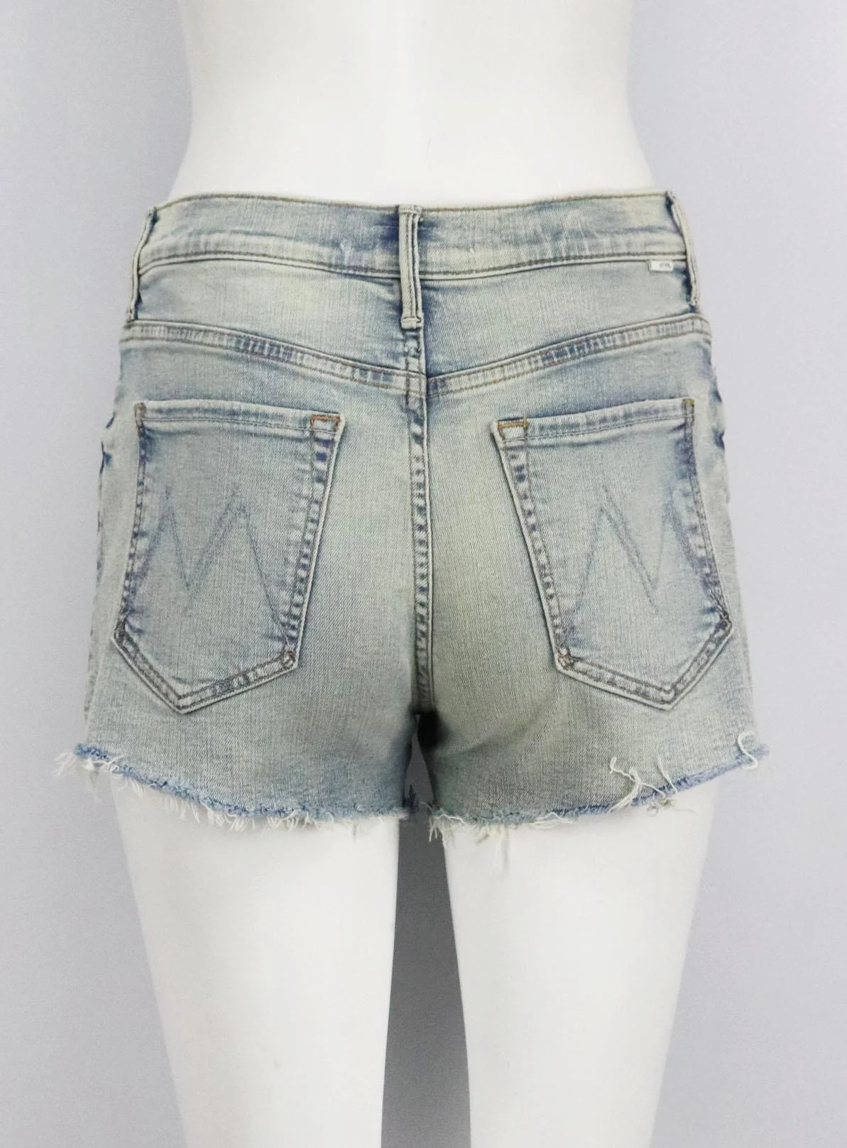 MOTHER DISTRESSED HIGH RISE STRETCH DENIM SHORTS W27 UK 6/8 - Image 4