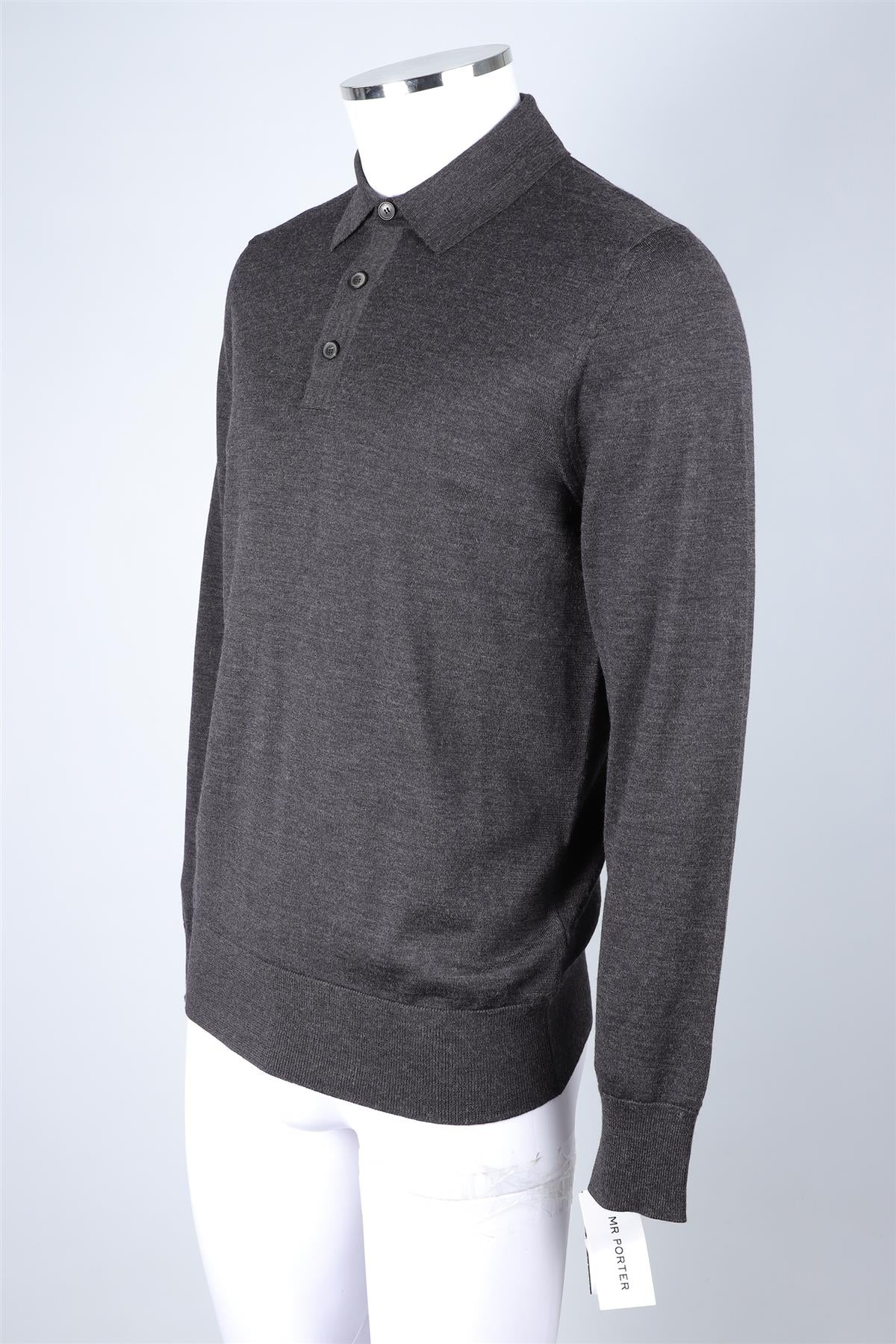 MR. P GREY MEN'S WOOL POLO SHIRT MEDIUM - Image 3