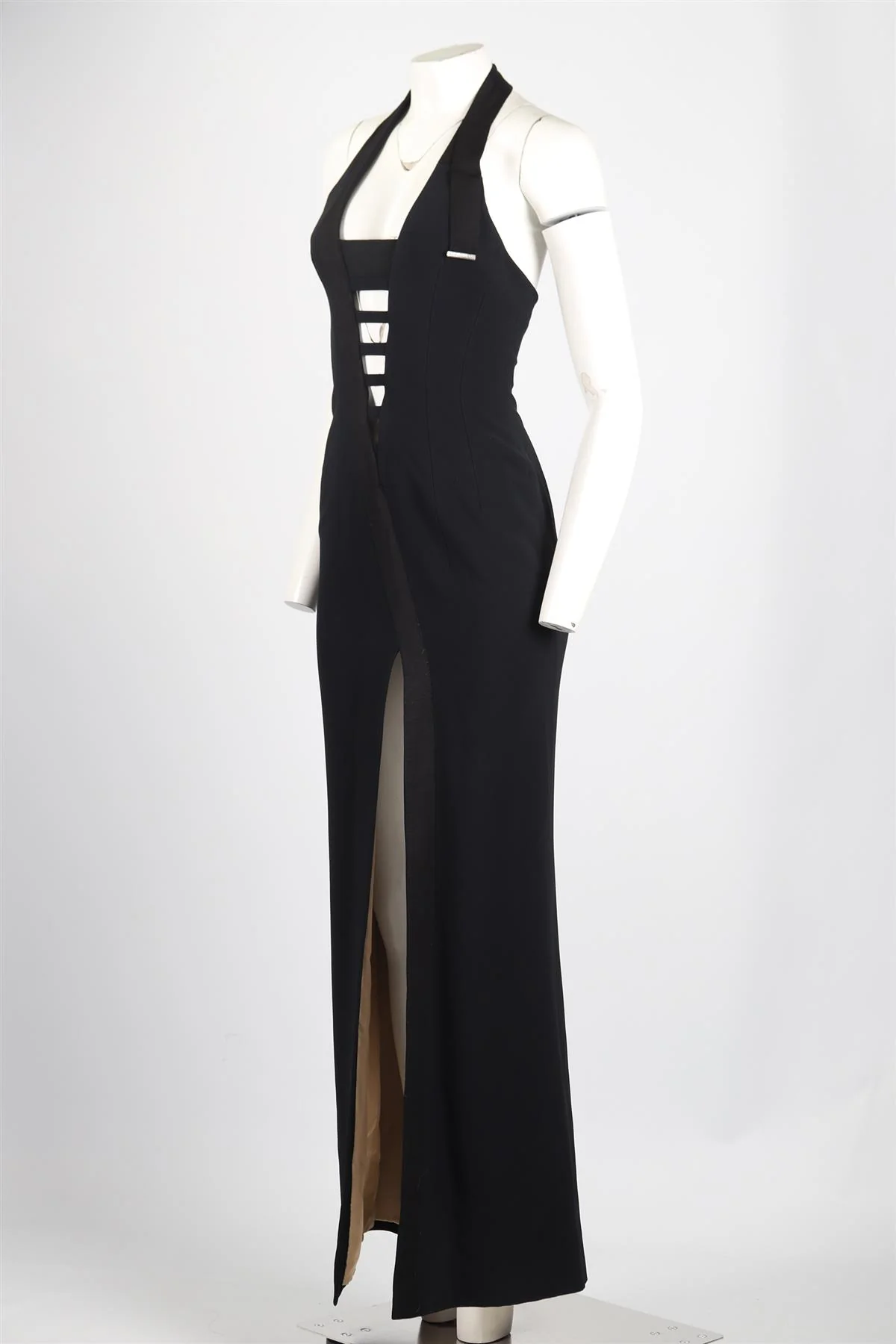 MUGLER HALTERNECK CREPE MAXI DRESS FR 38 UK 10 - Image 3