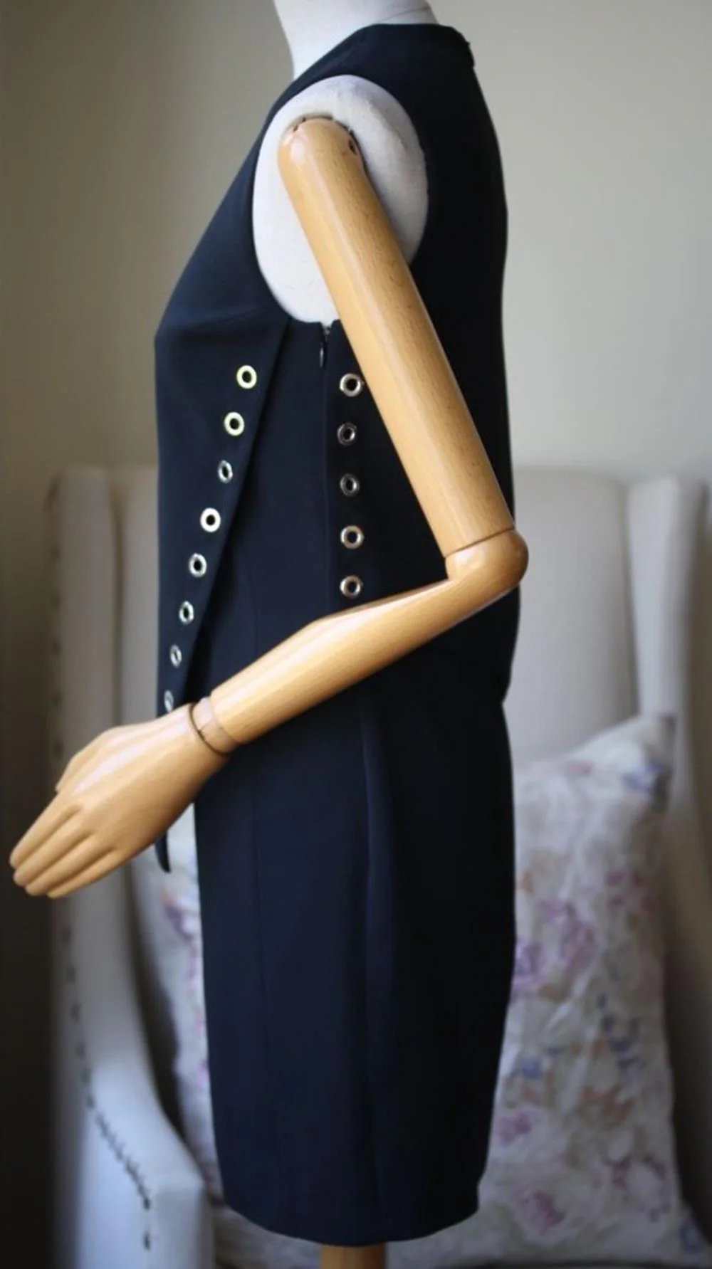 MUGLER LAYERED EYELET MINI DRESS FR 38 UK 10 - Image 4