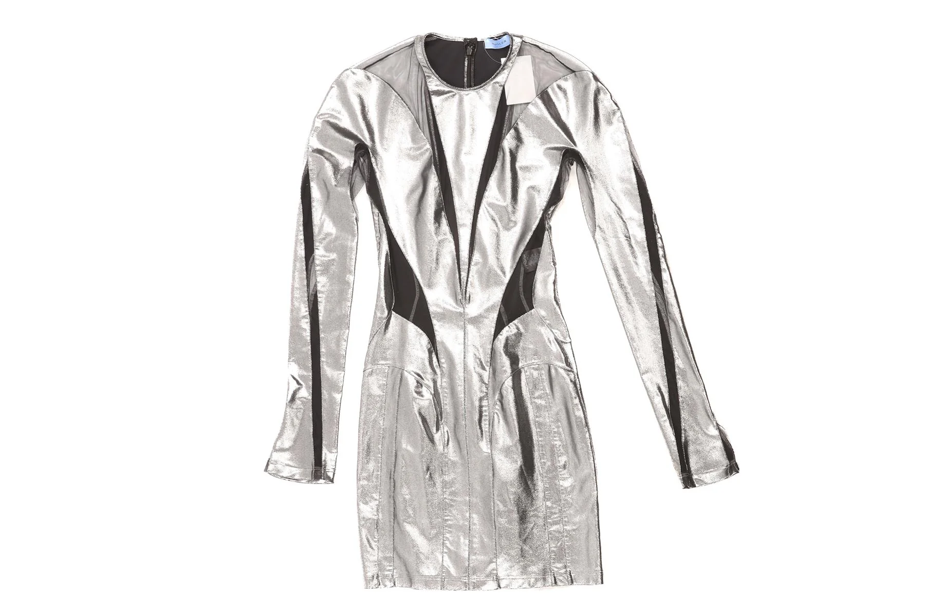MUGLER SILVER JERSEY MINI DRESS FR 36 UK 8 - Image 2