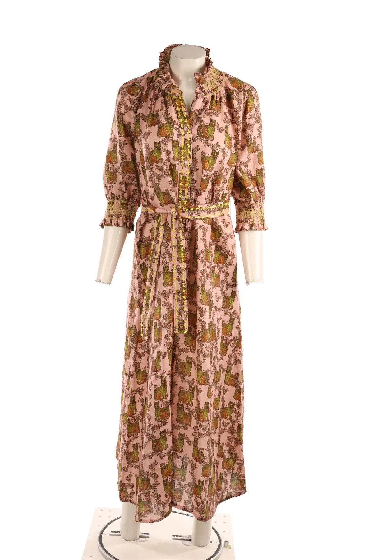 MUZUNGI SISTERS PINK LINEN MAXI DRESS SMALL - Image 2