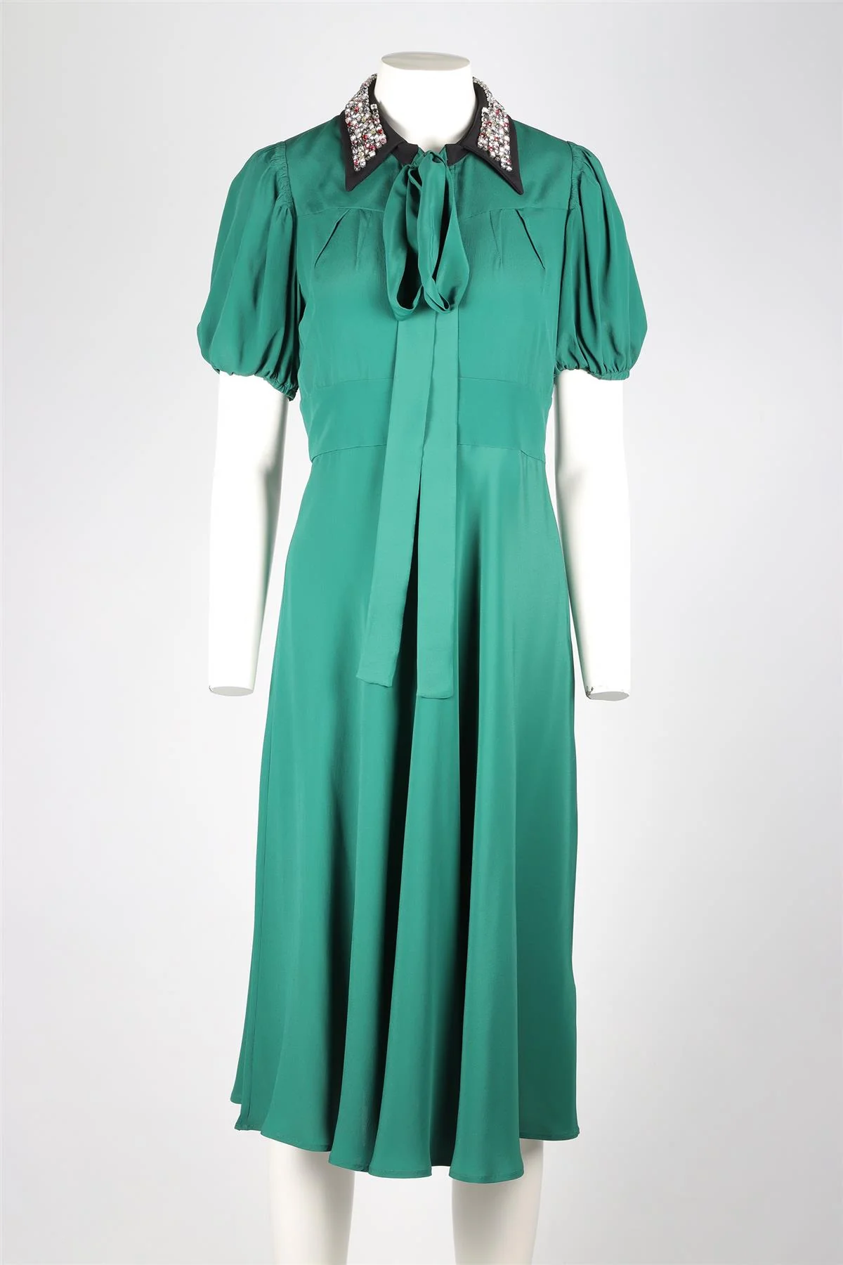 N°21 GREEN CRYSTAL AND SILK MIDI DRESS IT 42 UK 10 - Image 2