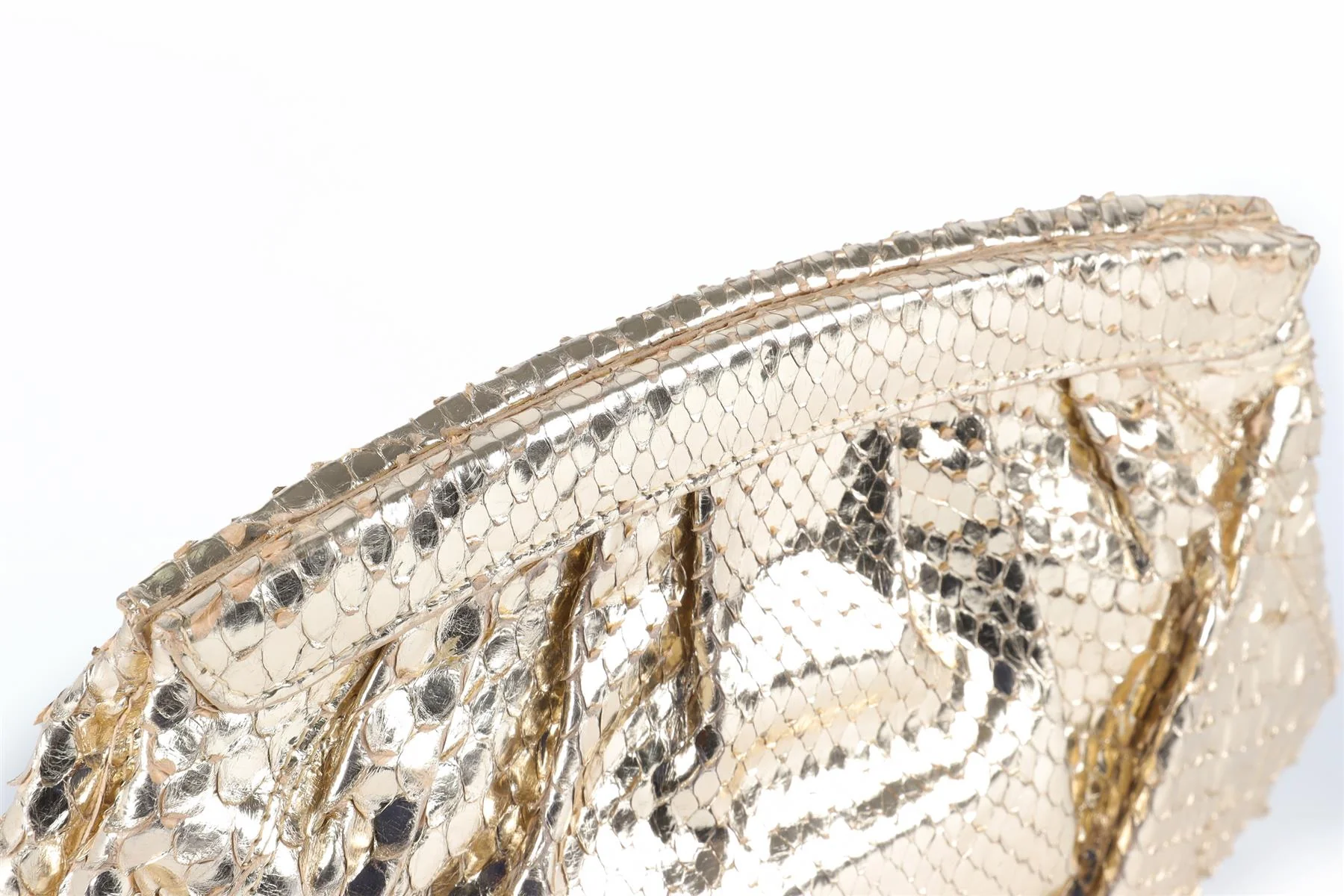 NANCY GONZALEZ GOLD PYTHON CLUTCH - Image 9