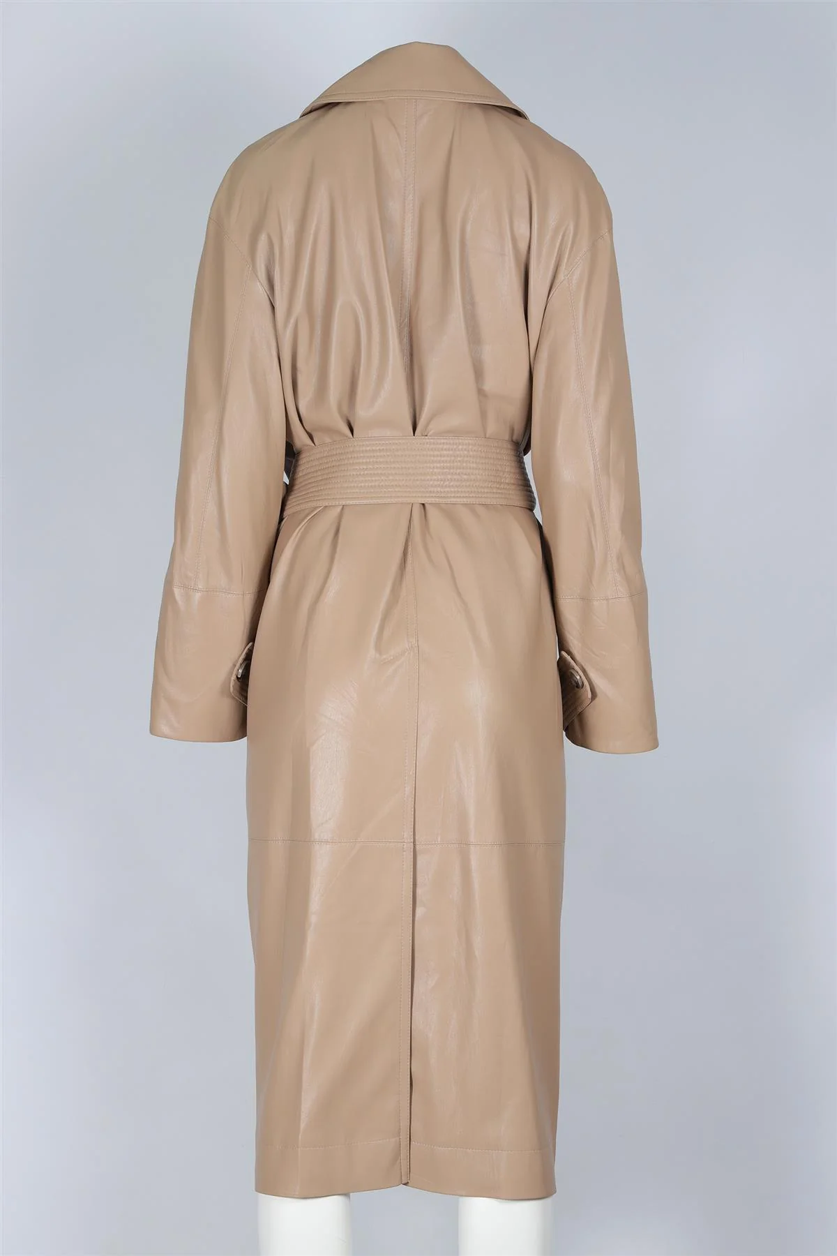 NANUSHKA BEIGE LEATHER TRENCH COAT SMALL - Image 4