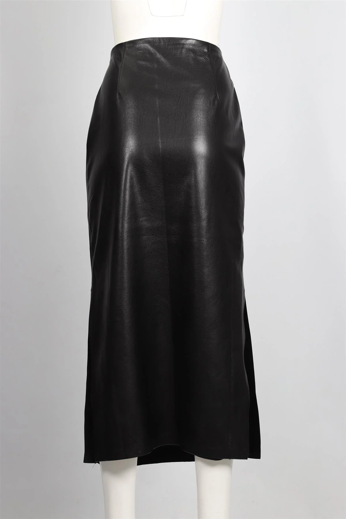 NANUSHKA BLACK FAUX LEATHER MAXI SKIRT LARGE - Image 4
