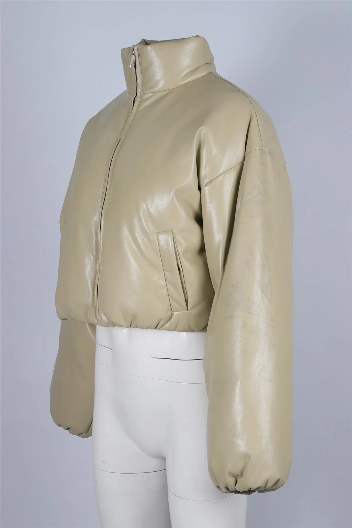 NANUSHKA GREEN FAUX LEATHER JACKET SMALL - Image 3