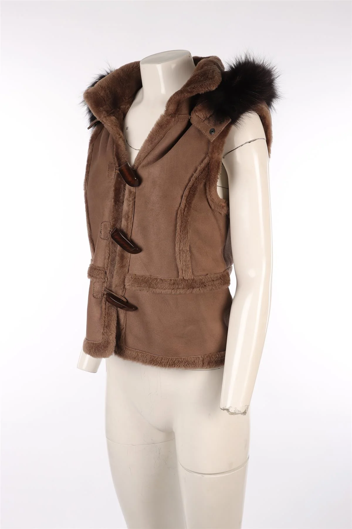 NATACHA & VANESSA BROWN SHEARLING GILET FR 40 UK 12 - Image 3