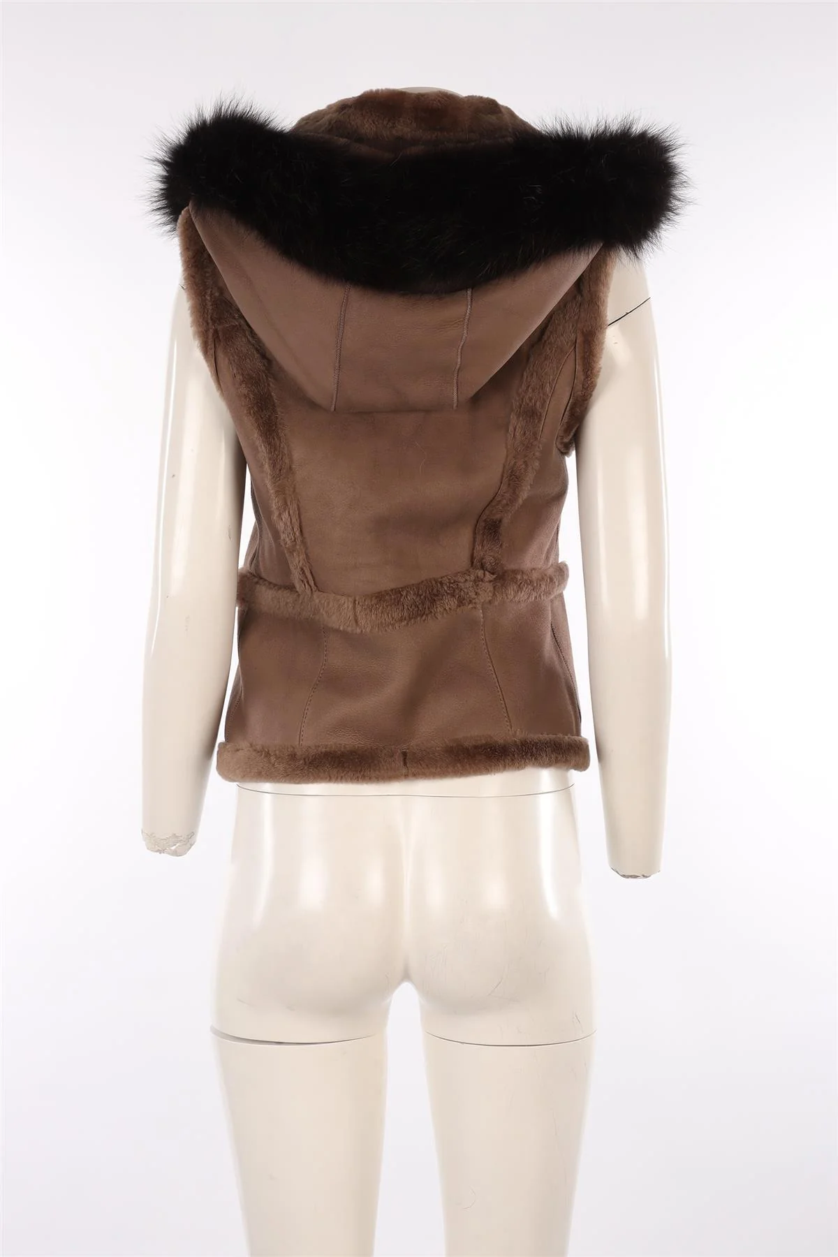 NATACHA & VANESSA BROWN SHEARLING GILET FR 40 UK 12 - Image 4