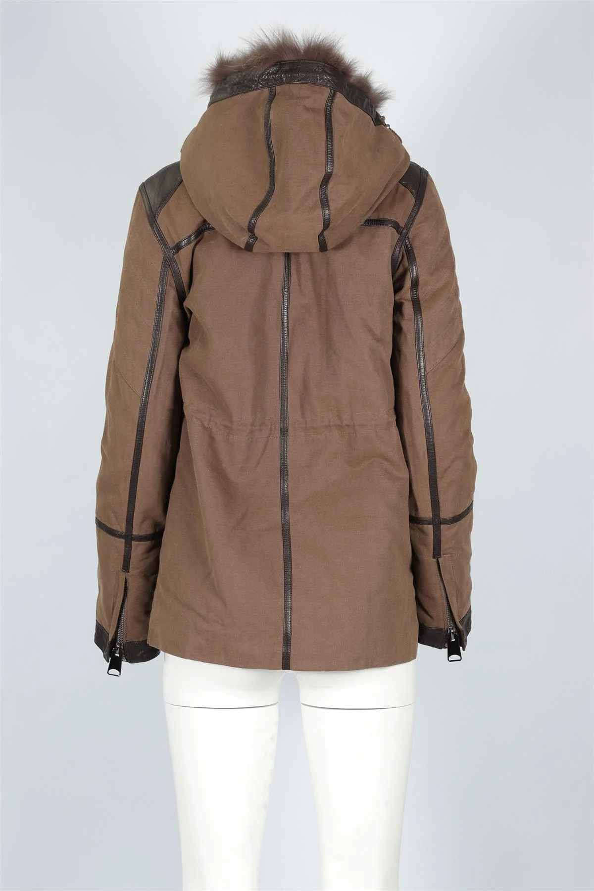 NATACHA & VANESSA GREEN FUR AND COTTON COAT FR 40 UK 12 - Image 4