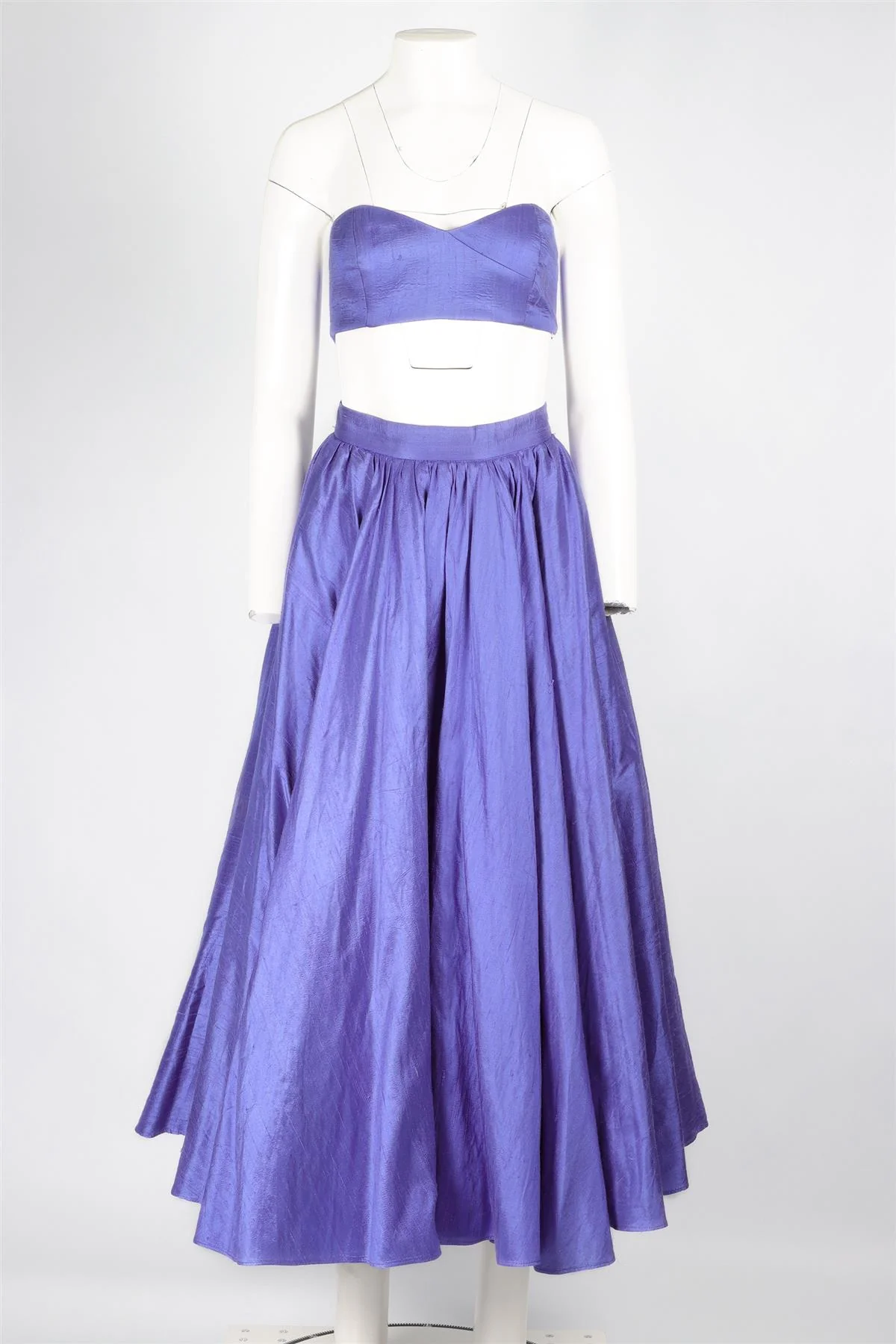 NEW ARRIVALS BLUE WOVEN TOP AND SKIRT FR 36 UK 8 - Image 3
