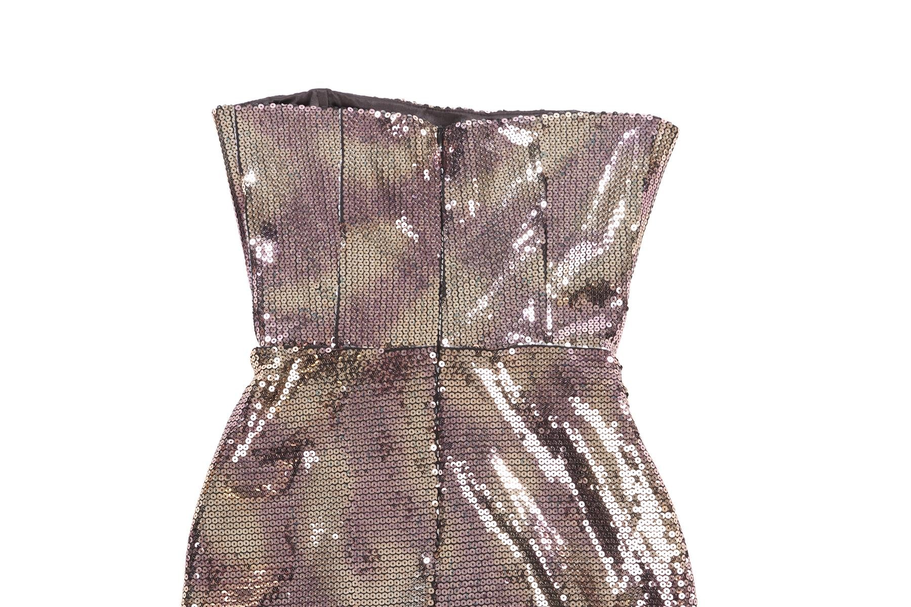 NEW ARRIVALS GOLD SEQUIN MINI DRESS FR 36 UK 8 - Image 5