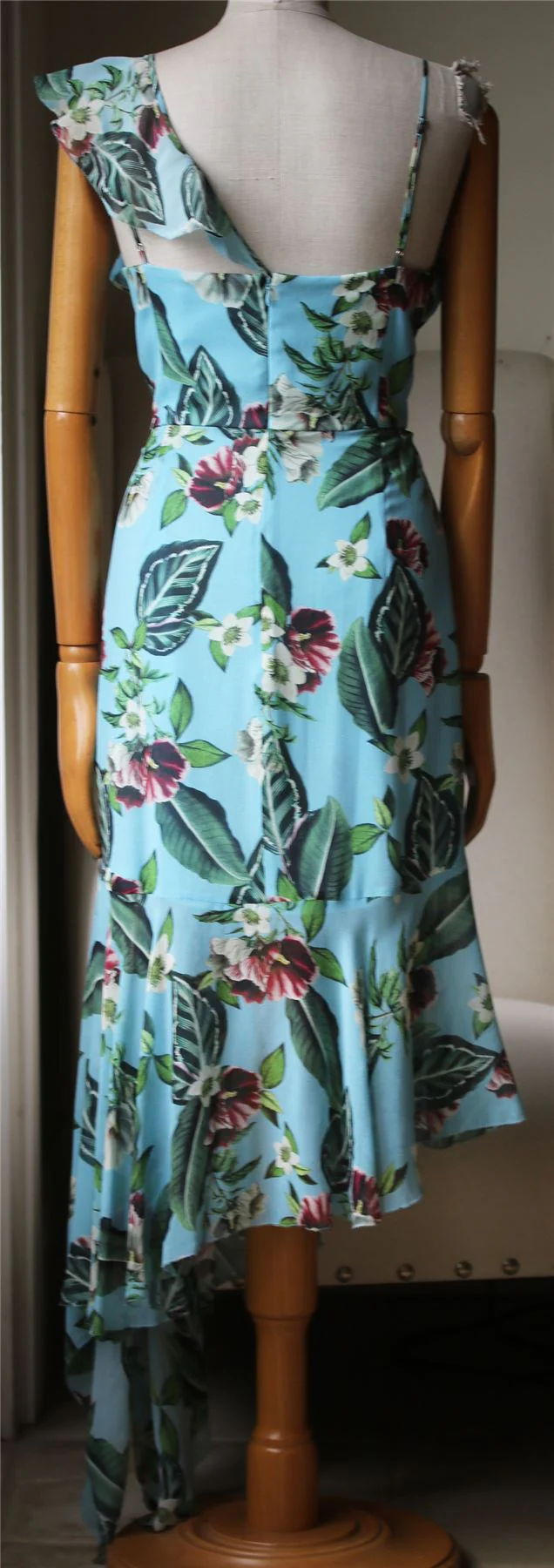 NICHOLAS ASYMMETRIC RUFFLED FLORAL PRINT SILK DRESS UK 14 - Image 4