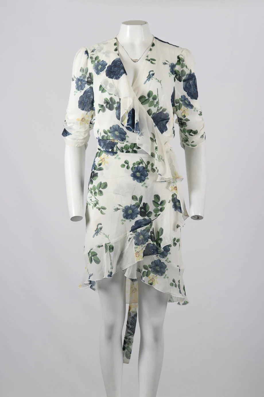NICHOLAS FLORAL PRINT CREPE WRAP MINI DRESS UK 14 - Image 2