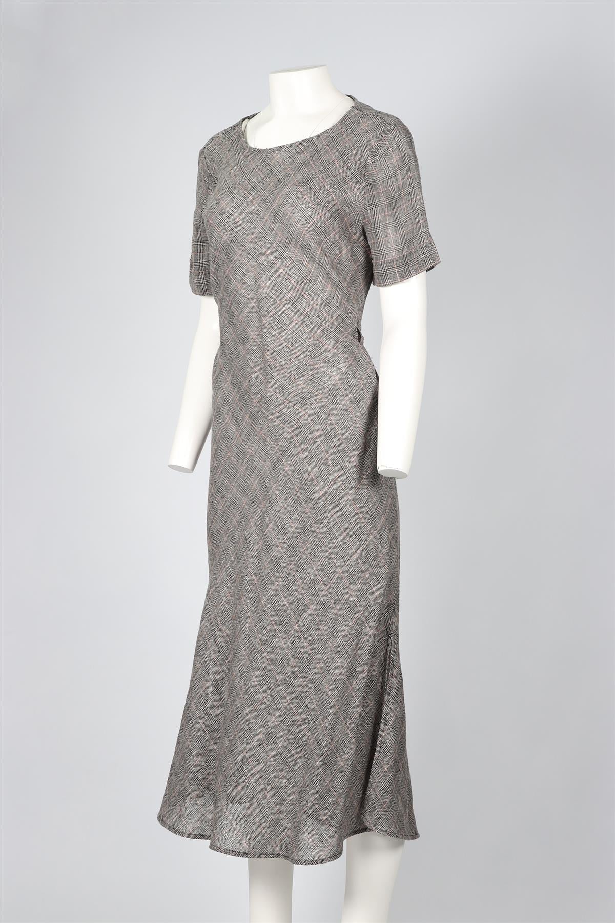 NICOLE FARHI GREY LINEN BLEND MIDI DRESS UK 10 - Image 3