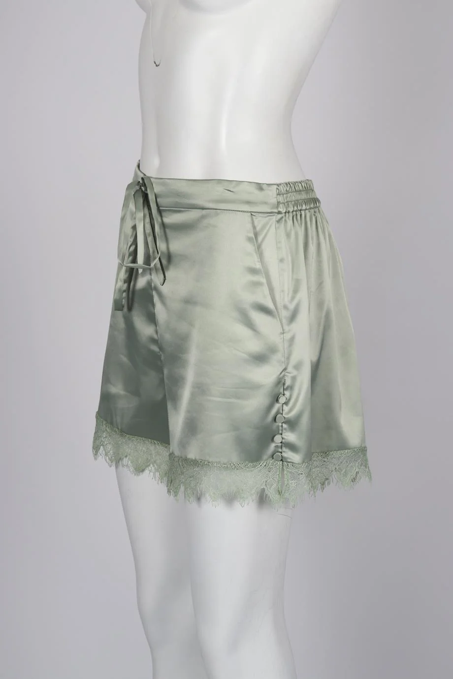 NIGHT NIGHT BY JONATHAN SIMKHAI LACE TRIMMED SATIN SHORTS LARGE - Image 3