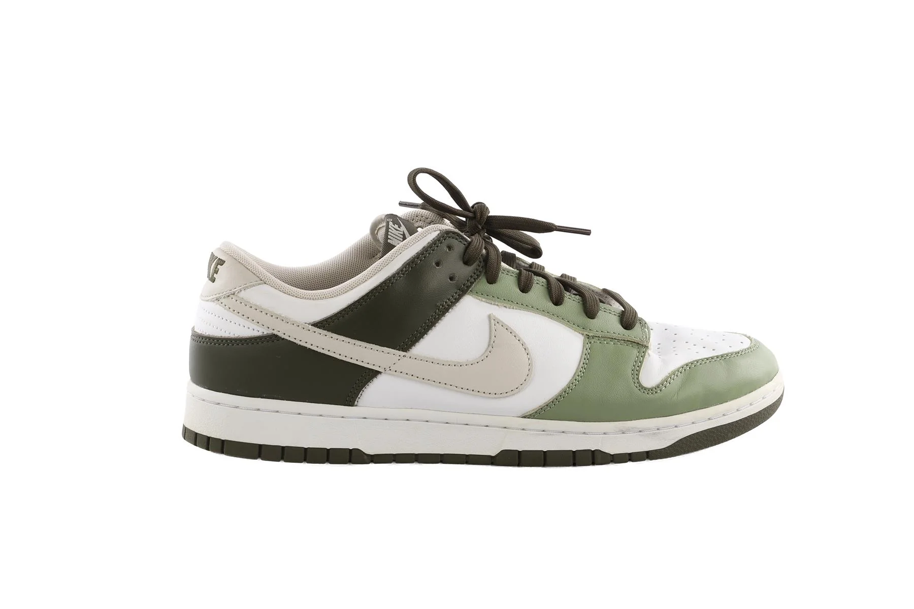 NIKE GREEN DUNK LOW WHITE/OIL GREEN CARGO KHAKI MEN'S LEATHER SNEAKERS EU 47.5 UK 12 US 13 - Image 2