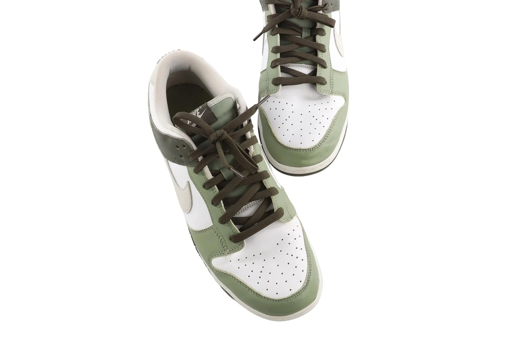 NIKE GREEN DUNK LOW WHITE/OIL GREEN CARGO KHAKI MEN'S LEATHER SNEAKERS EU 47.5 UK 12 US 13 - Image 4