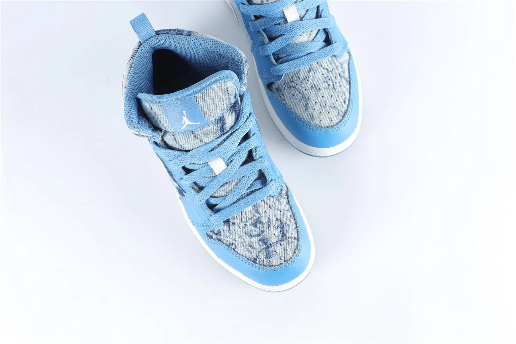 NIKE KIDS BOYS JORDAN 1 MID WASHED DENIM SNEAKERS EU 32 UK 13.5 US 1 - Image 4