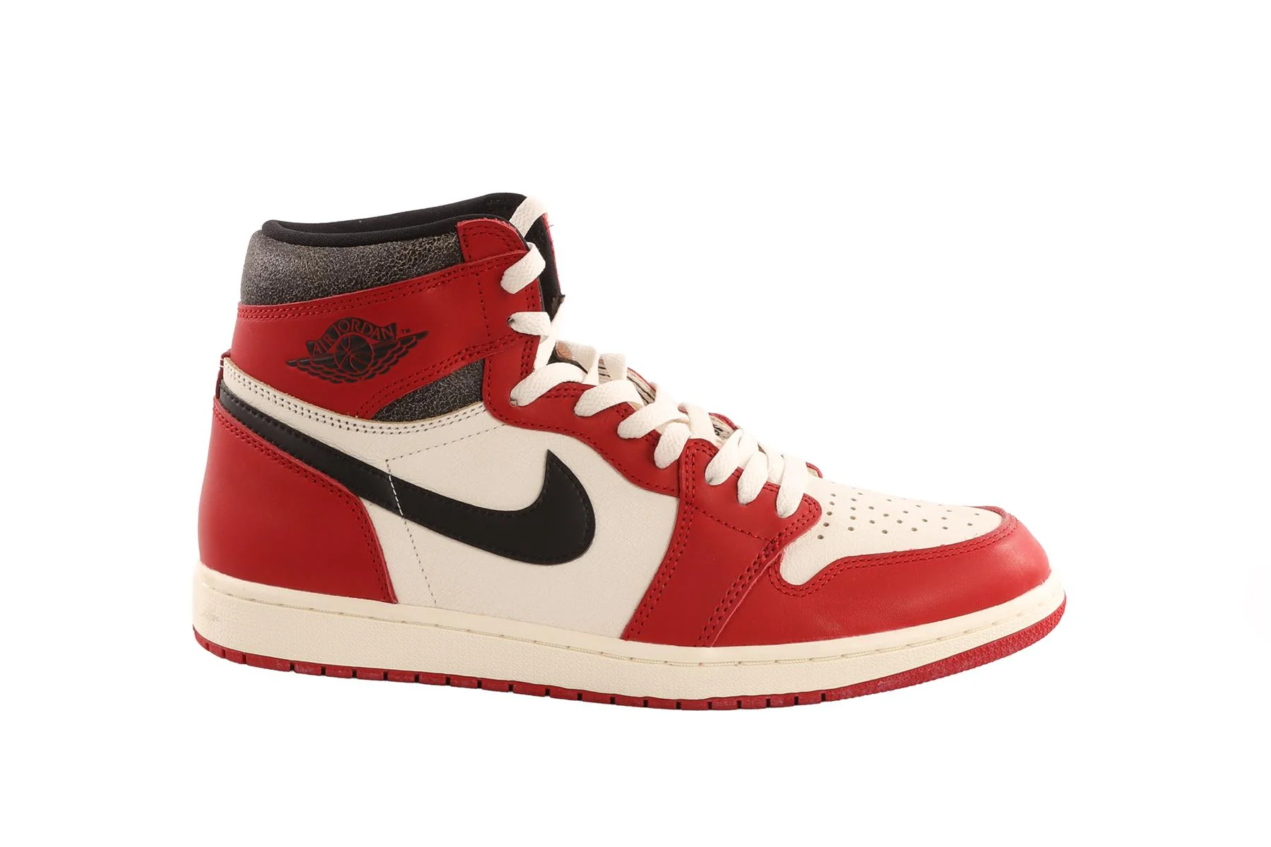 NIKE RED MEN'S JORDAN 1 RETRO HIGH CHICAGO LOST FOUND SNEAKERS EU 44.5 UK 10.5 - Image 2