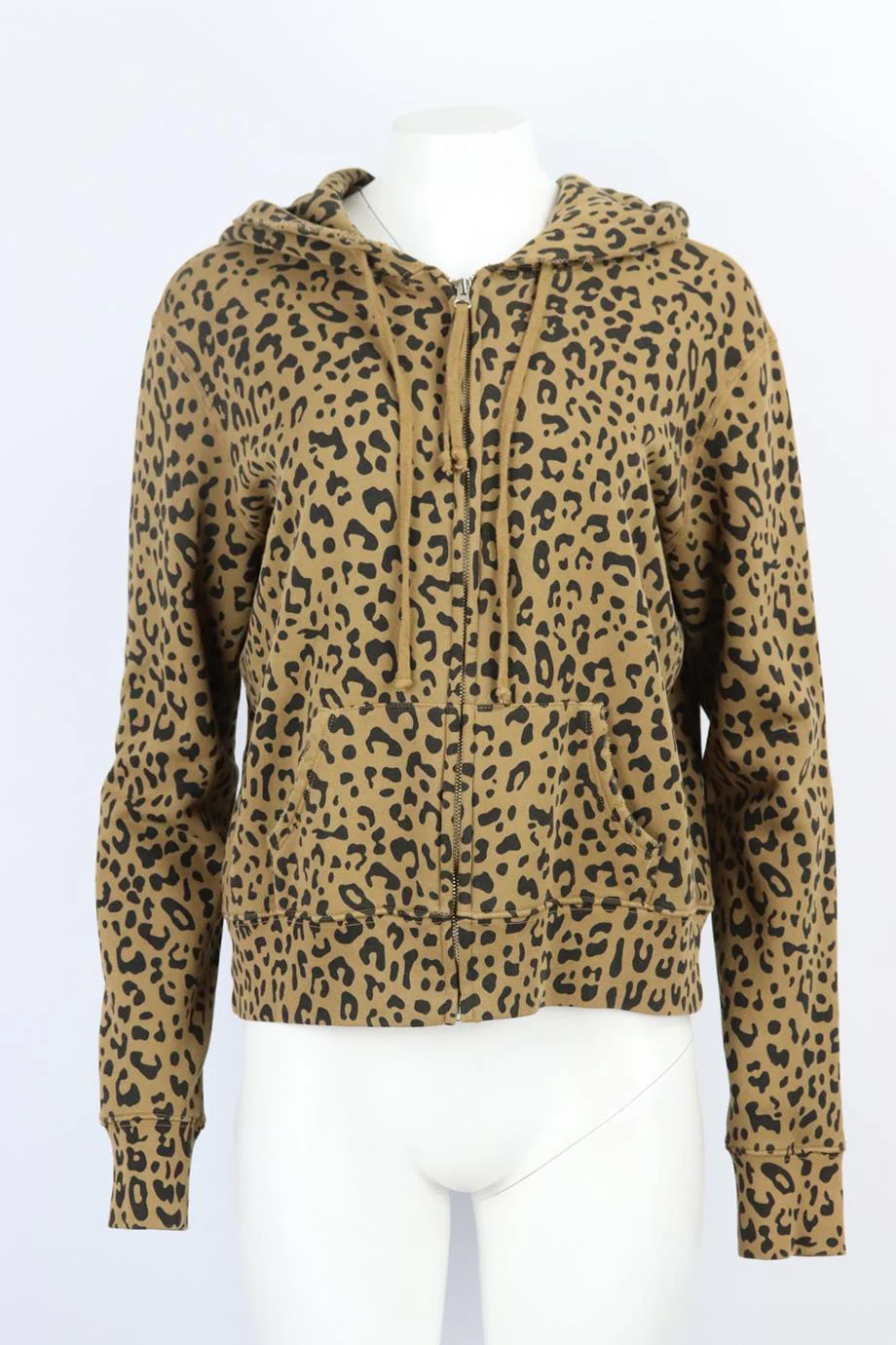 NILI LOTAN LEOPARD PRINT COTTON TERRY HOODIE LARGE - Image 2