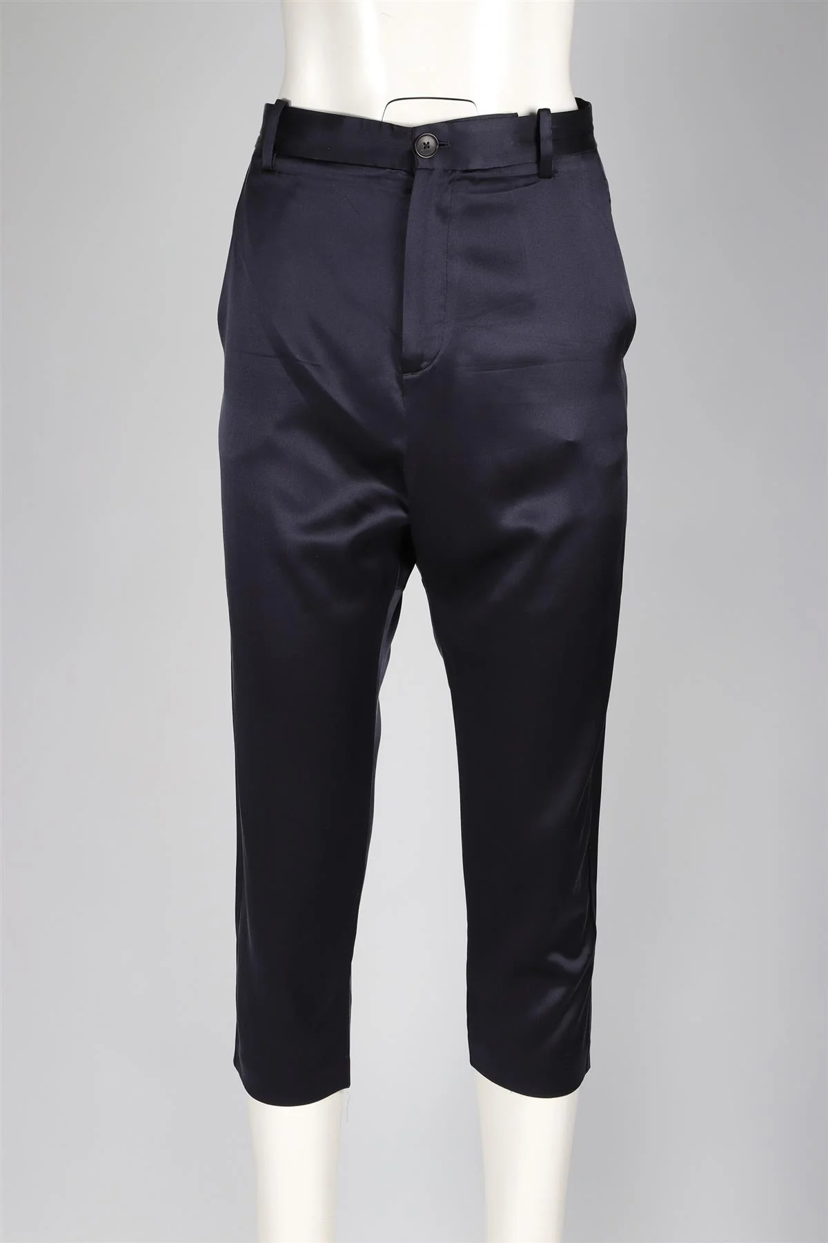 NILI LOTAN NAVY SILK TAPERED PANTS US 8 UK 12 - Image 2