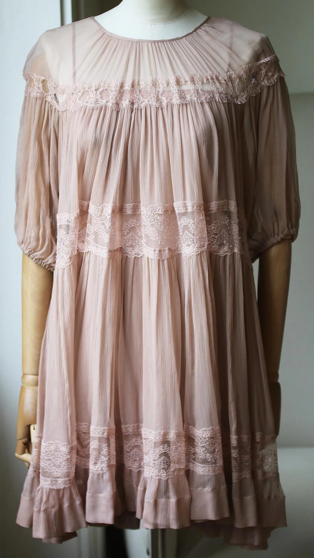 No. 21 LACE TRIMMED SILK MINI DRESS IT 38 UK 6 - Image 2