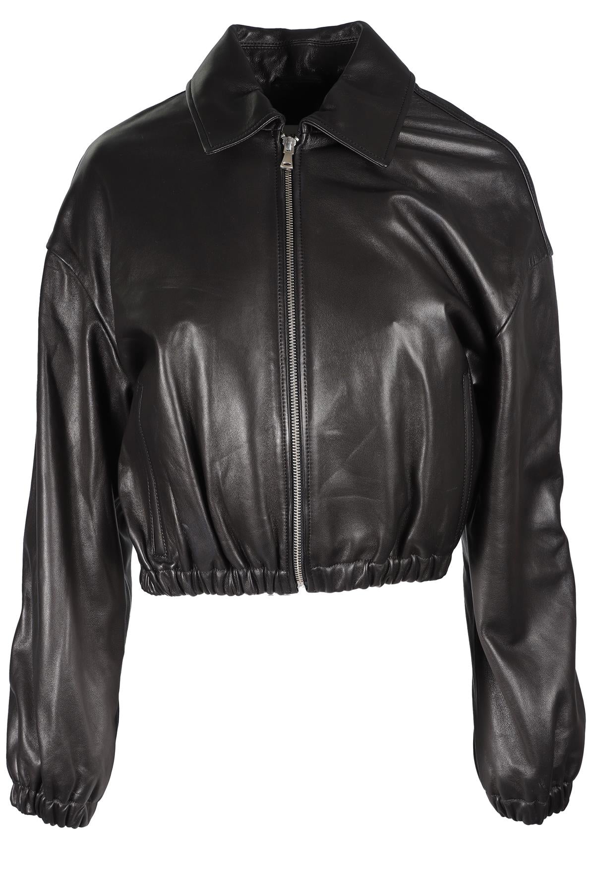 NOUR HAMMOUR BLACK LEATHER JACKET FR 36 UK 8