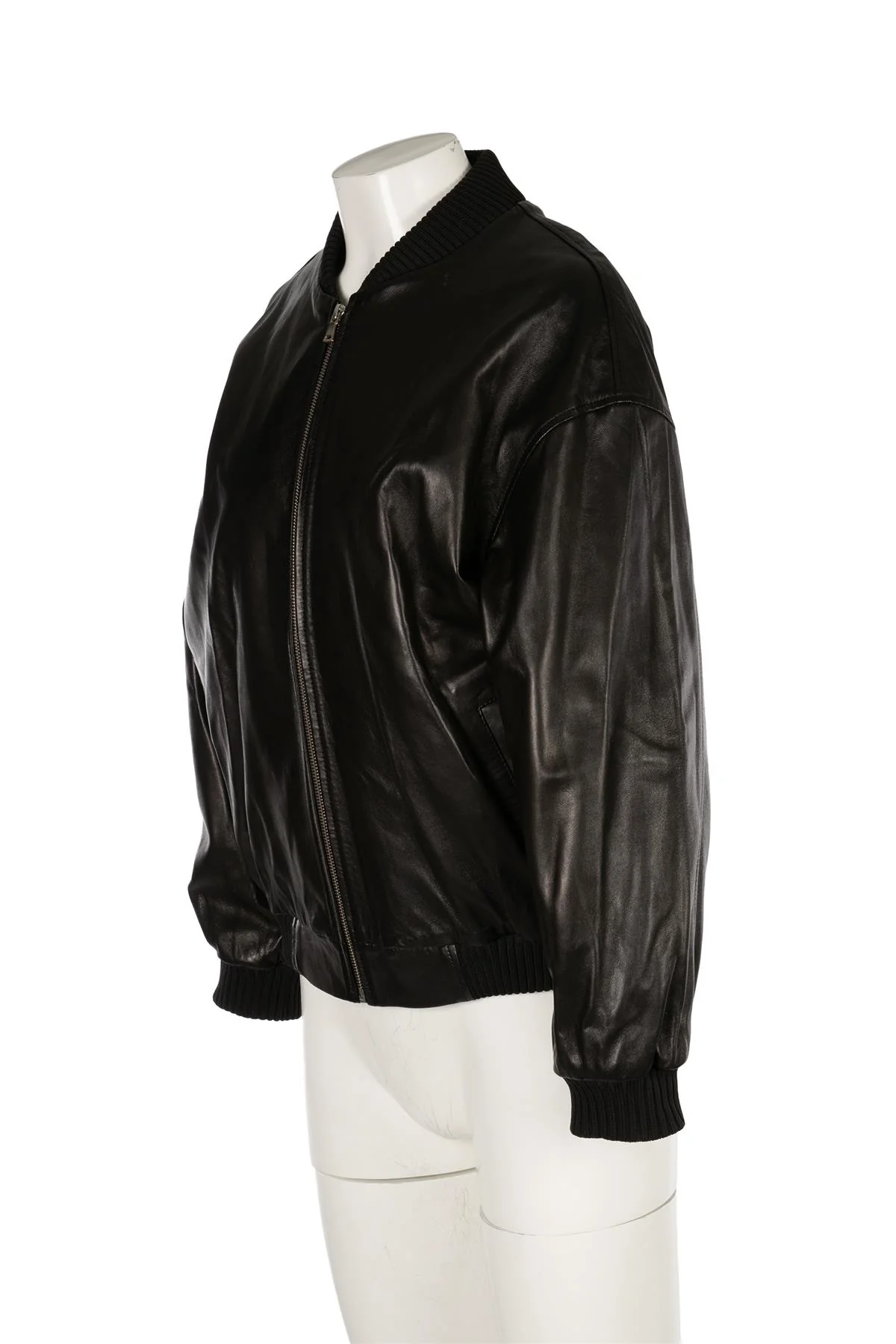 NOUR HAMMOUR BLACK MARLY LEATHER BOMBER JACKET FR 34 UK 6 - Image 3